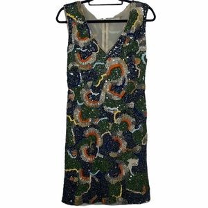 Alice + Olivia Sequined Green Mini Dress Size 12